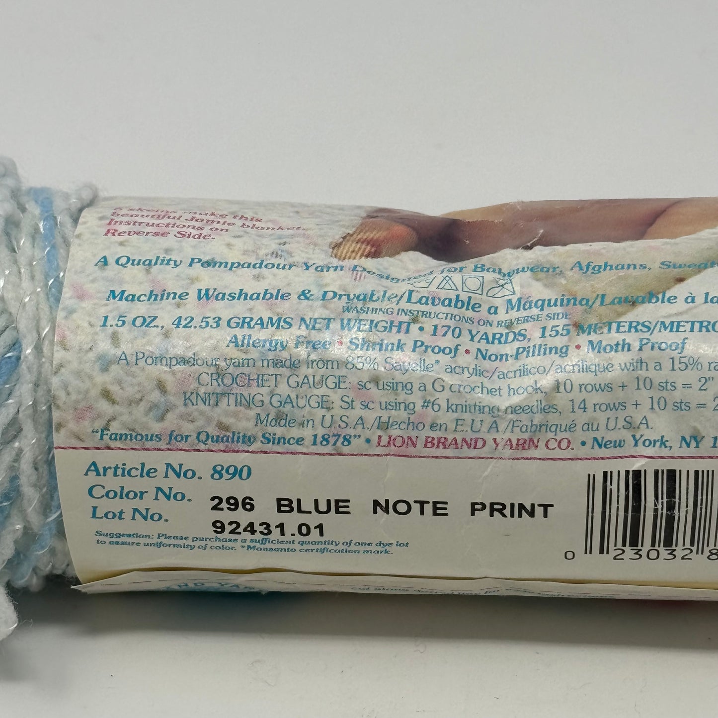 Vintage Lion Brand Yarns Jamie Baby Soft Yarn Acrylic Rayon 1.75 oz 185 Yds