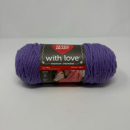 Red Heart With Love Yarn Medium Worsted Weight 7 oz 370 Yards Acrylic Purple Lilac