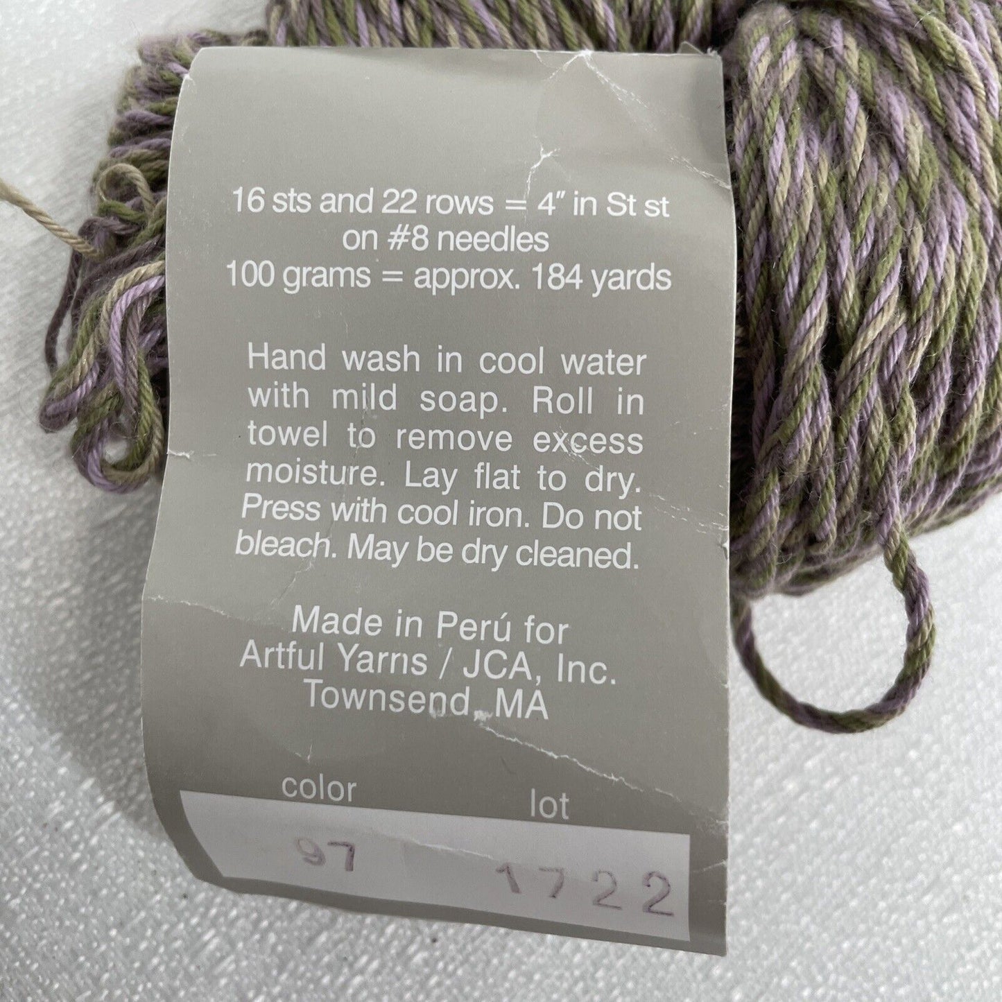 Silk & Cotton 1 Twisted Hank Yarn: Fable Artful